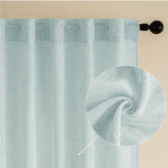 Elegant Sheer Curtain Panel in Light Blue 52x90 includes 2 panels (041) - Picture 1 of 4